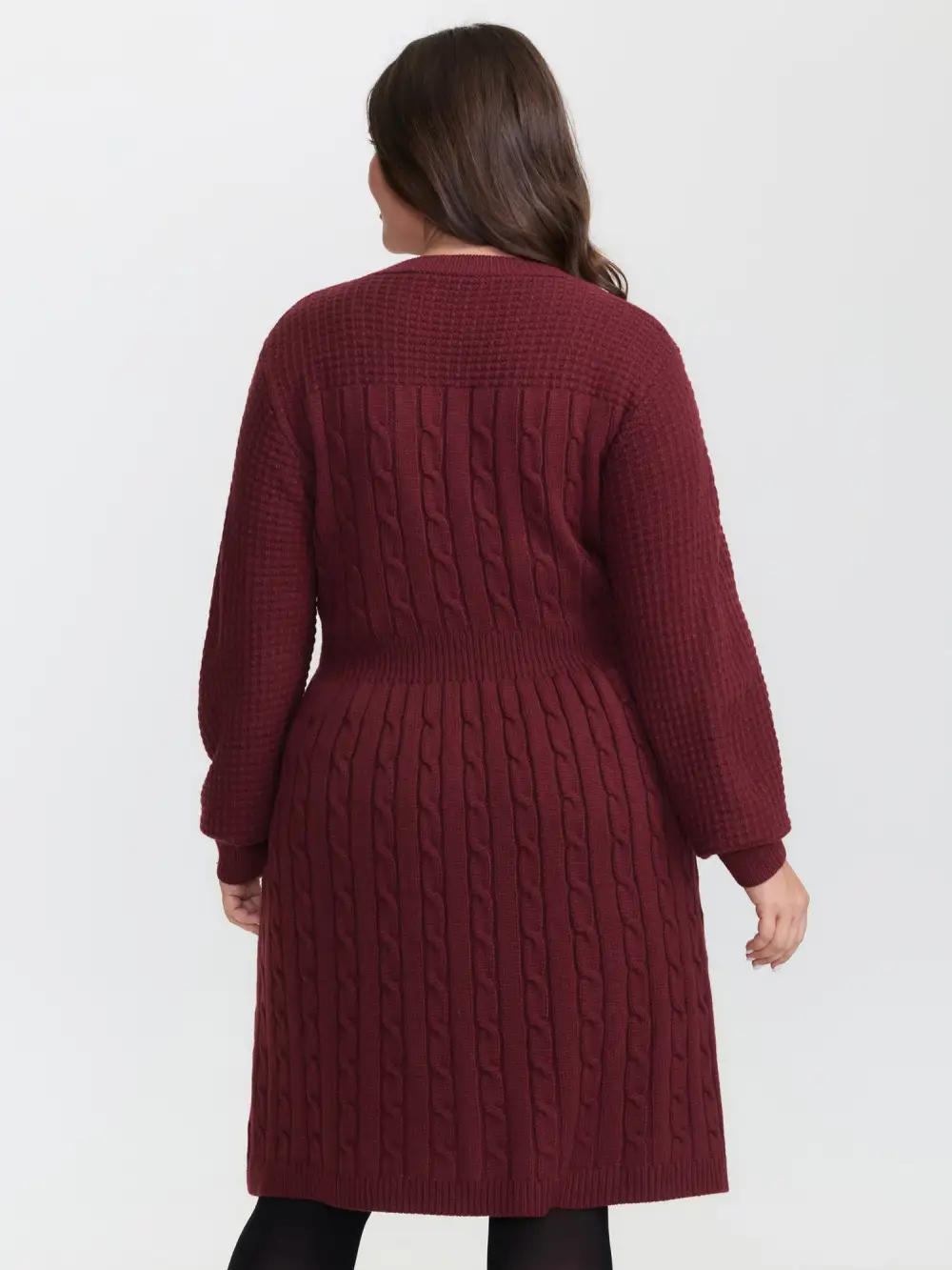 Cable Knit Textured Cut-Out Sweater Dress