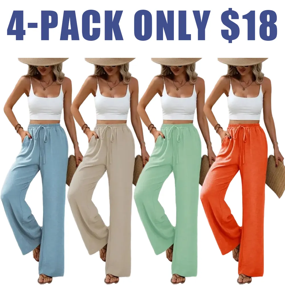 Women’s High Waist Wide Leg Pants with Pockets