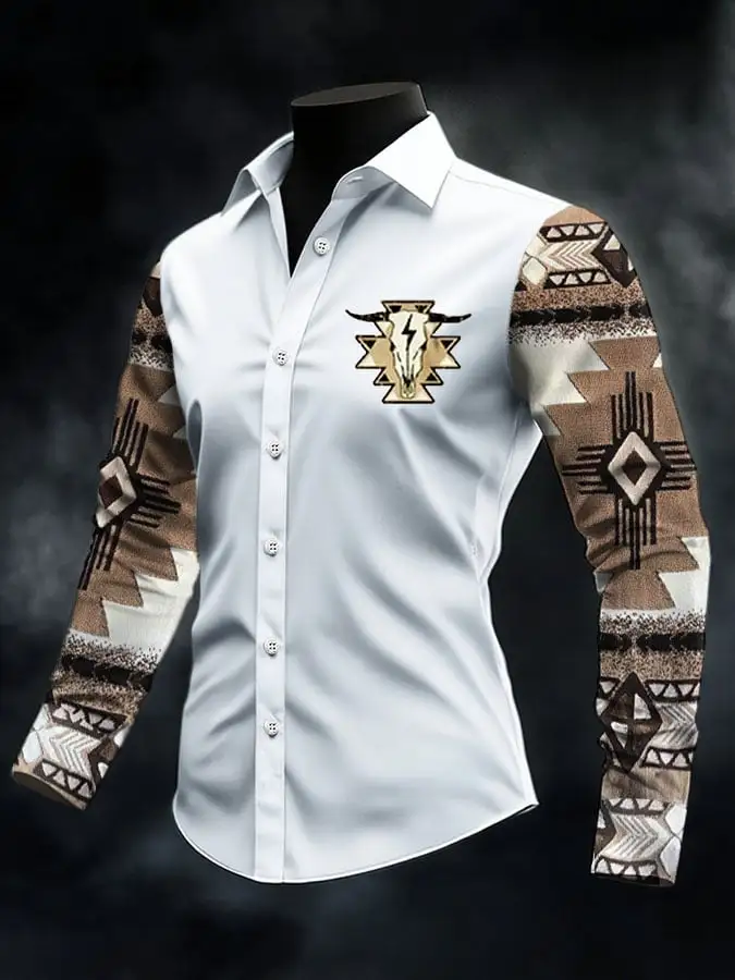 Men's Retro Western Print Casual Shirt