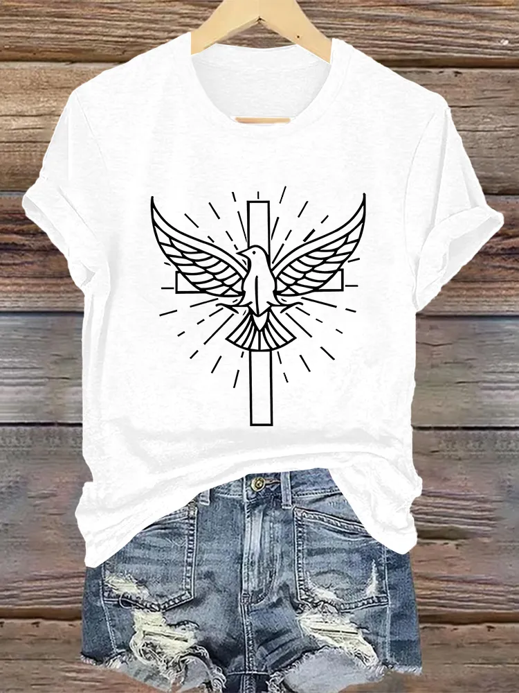 Women'S Holy Spirit Dove Pentecost Short-Sleeved Christian Gift Religious T-Shirt