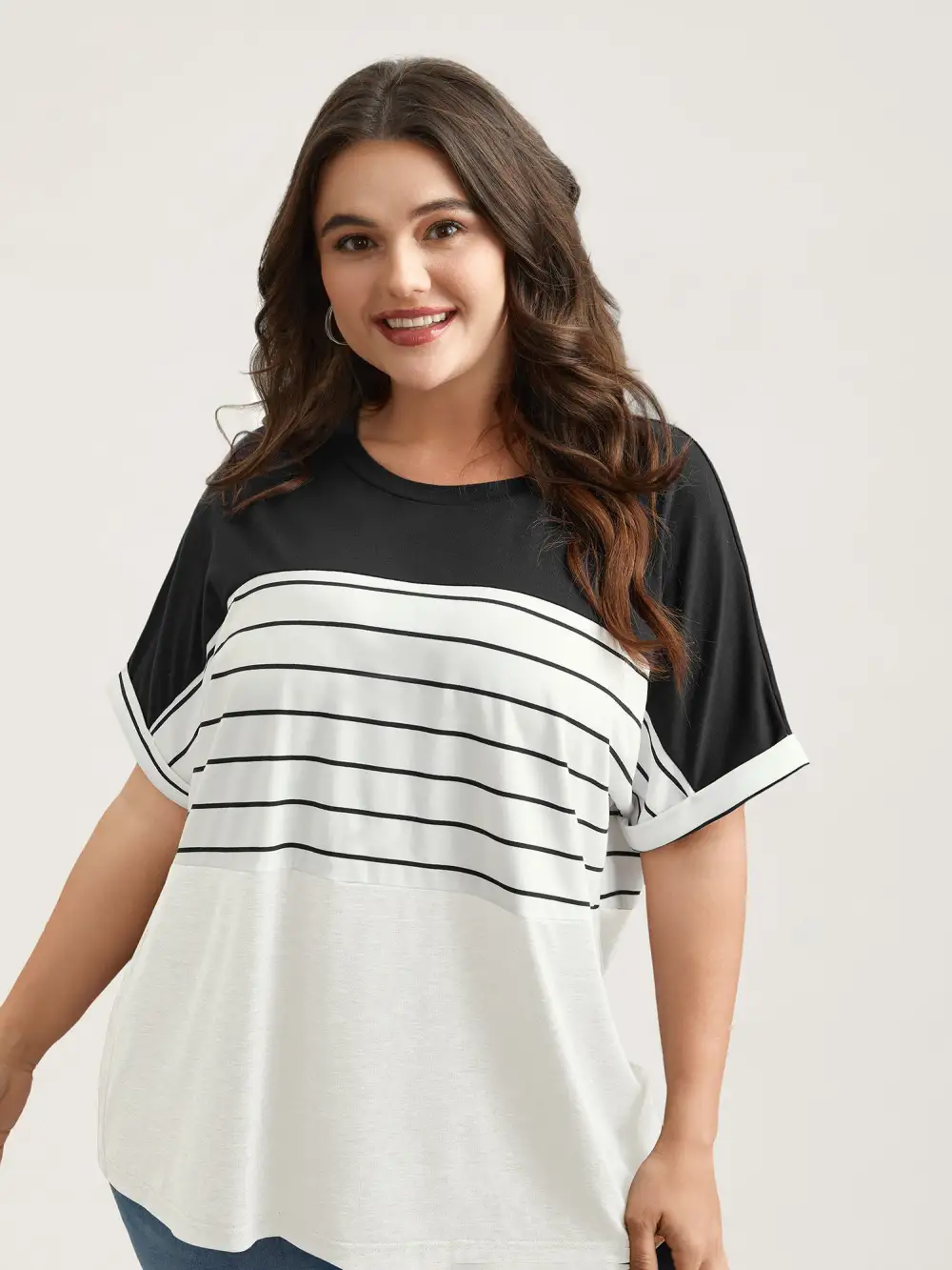 Color-Block Stretchy Stripes T-Shirt