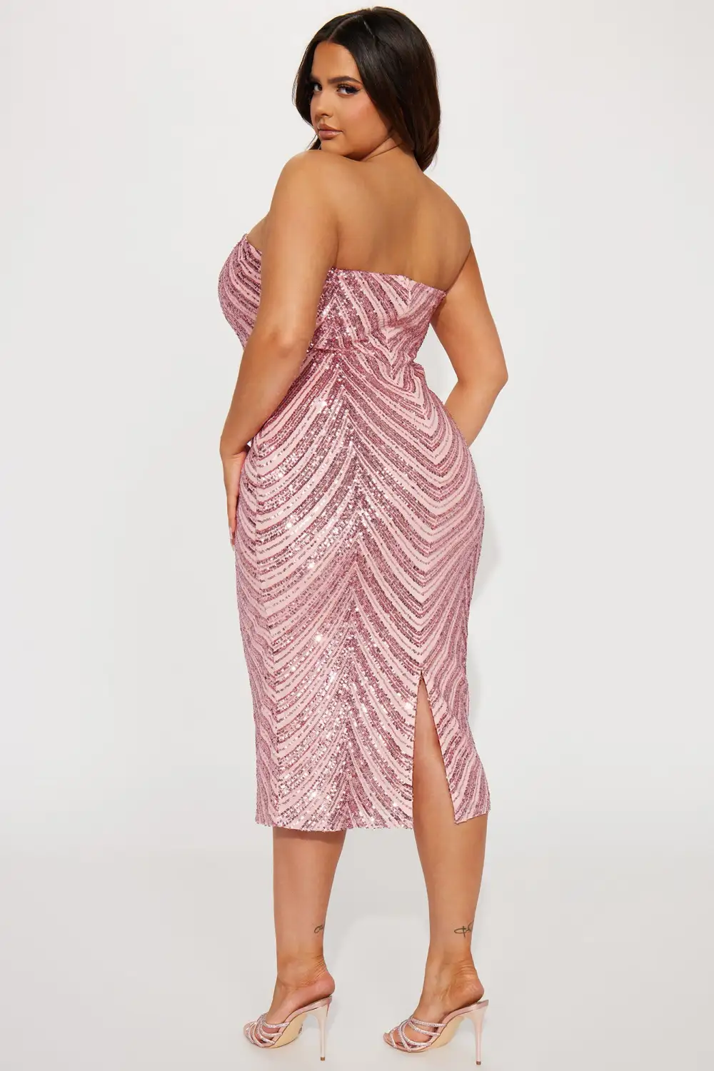 Stella Sequin Midi Dress - Pink