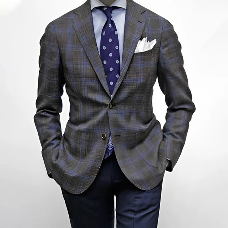 Men's Business Notch Lapel Two Button Chest Pocket Solid Blazer