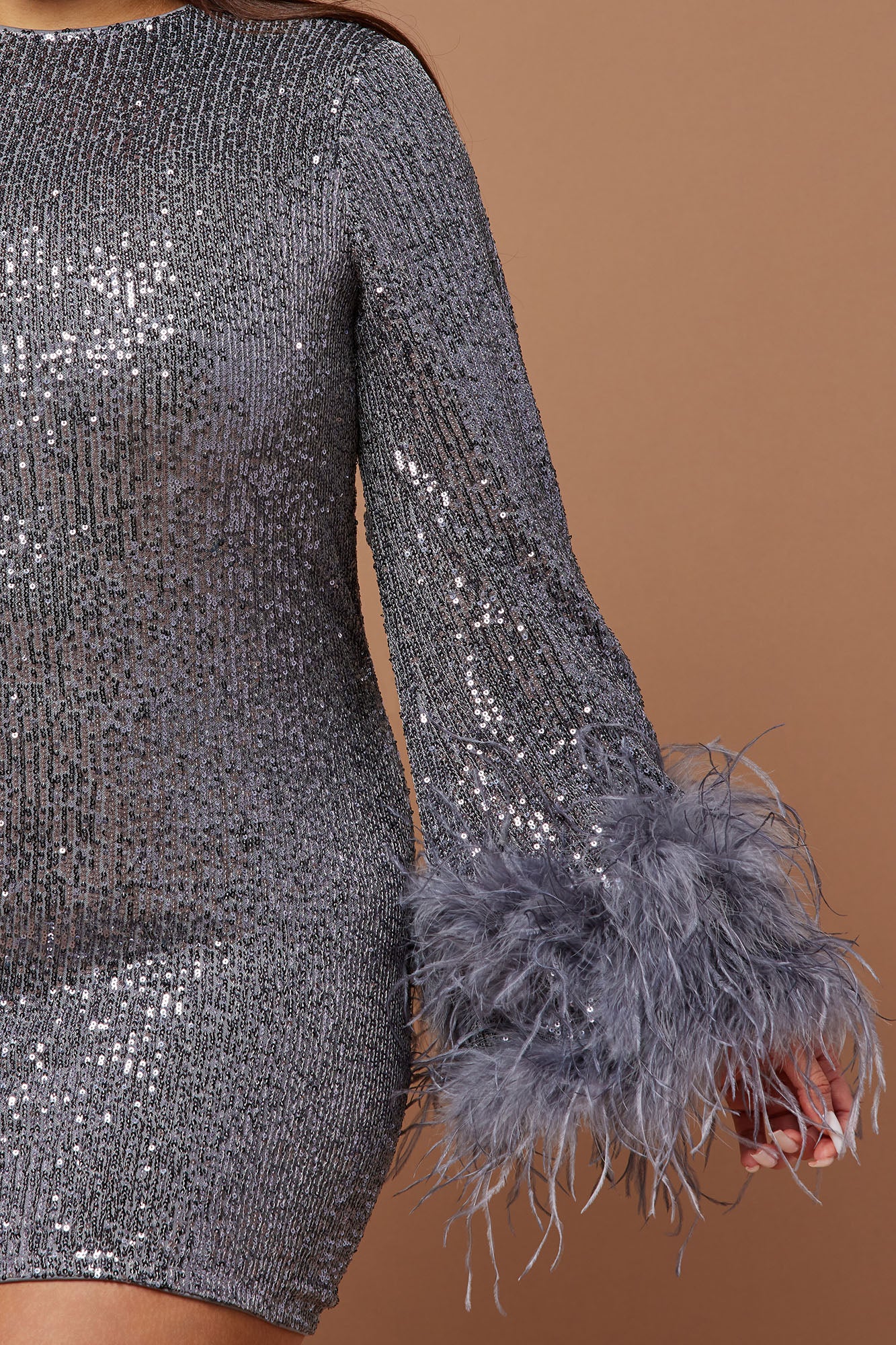Mirabelle Sequin Mini Dress - Grey