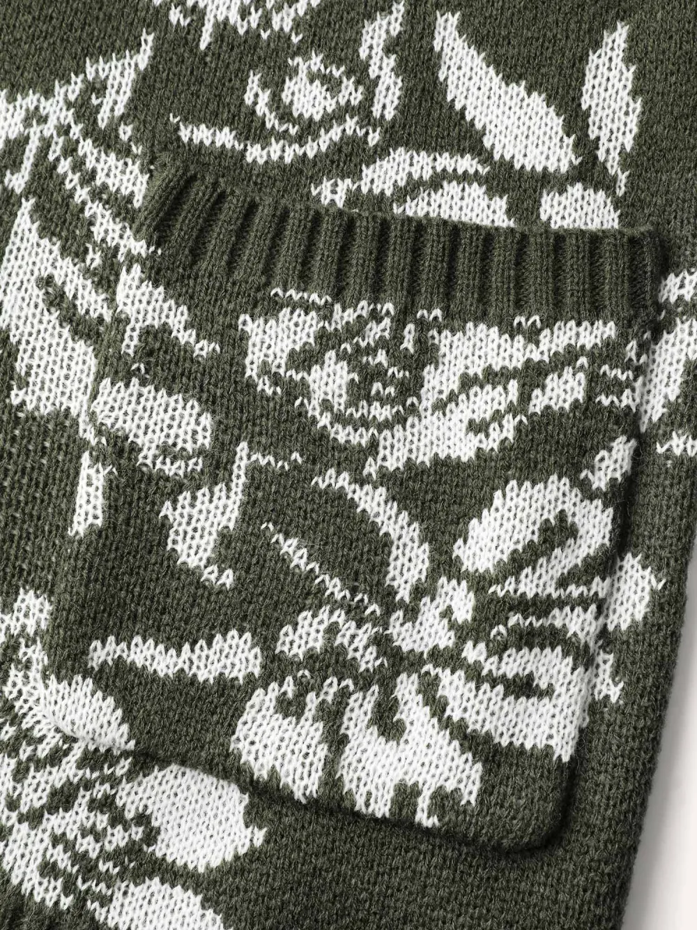 Floral Pattern V-Neck Knit Cardigan