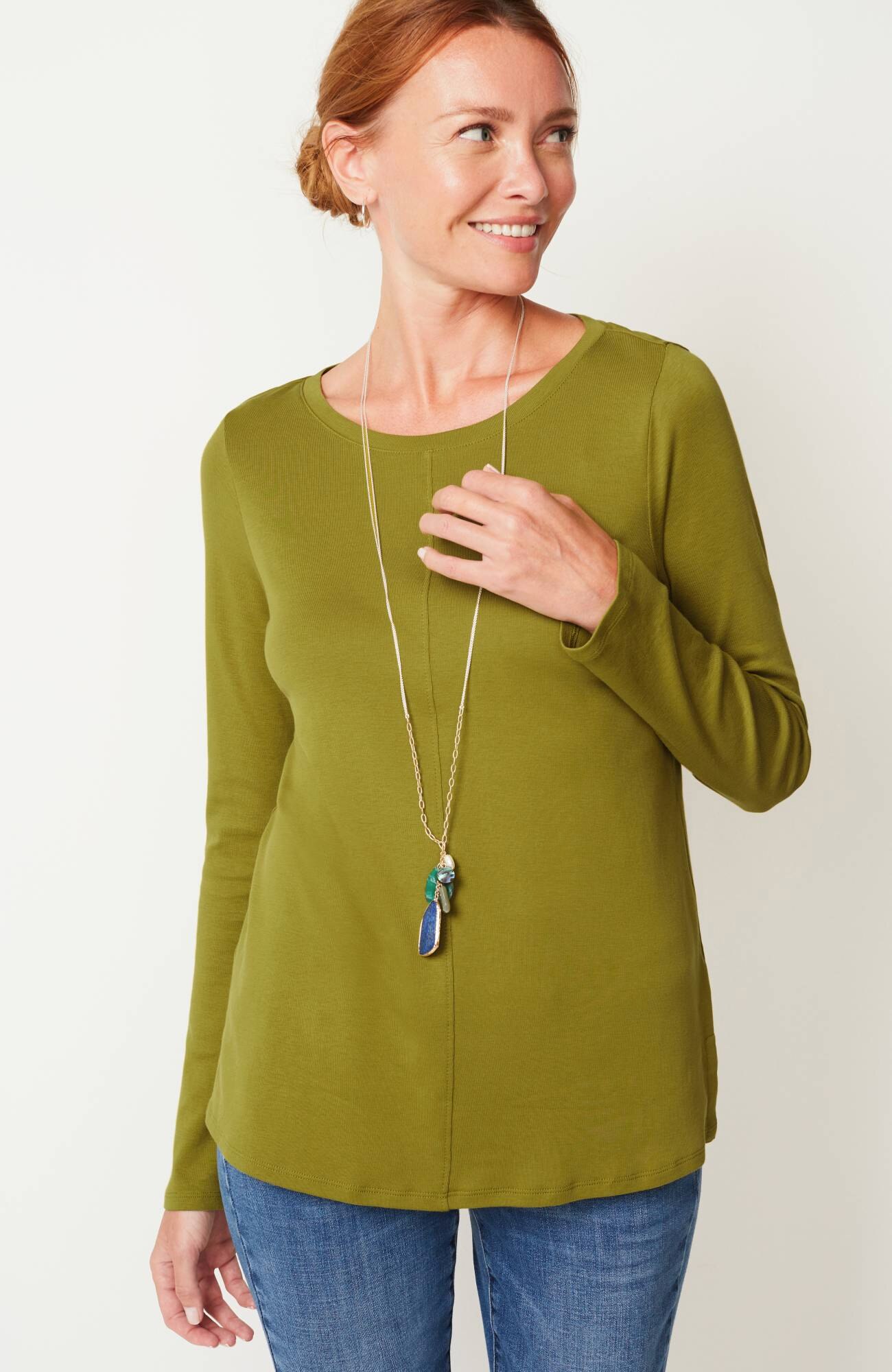 long-sleeve pima crew-neck tee