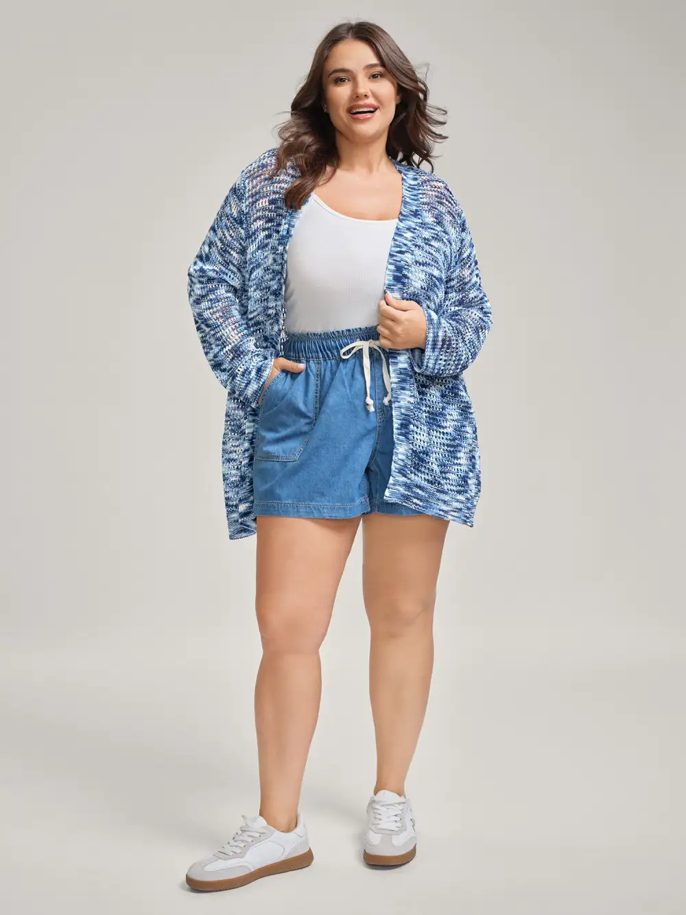 Abstract Textured Cut-Out Knit Cardigan