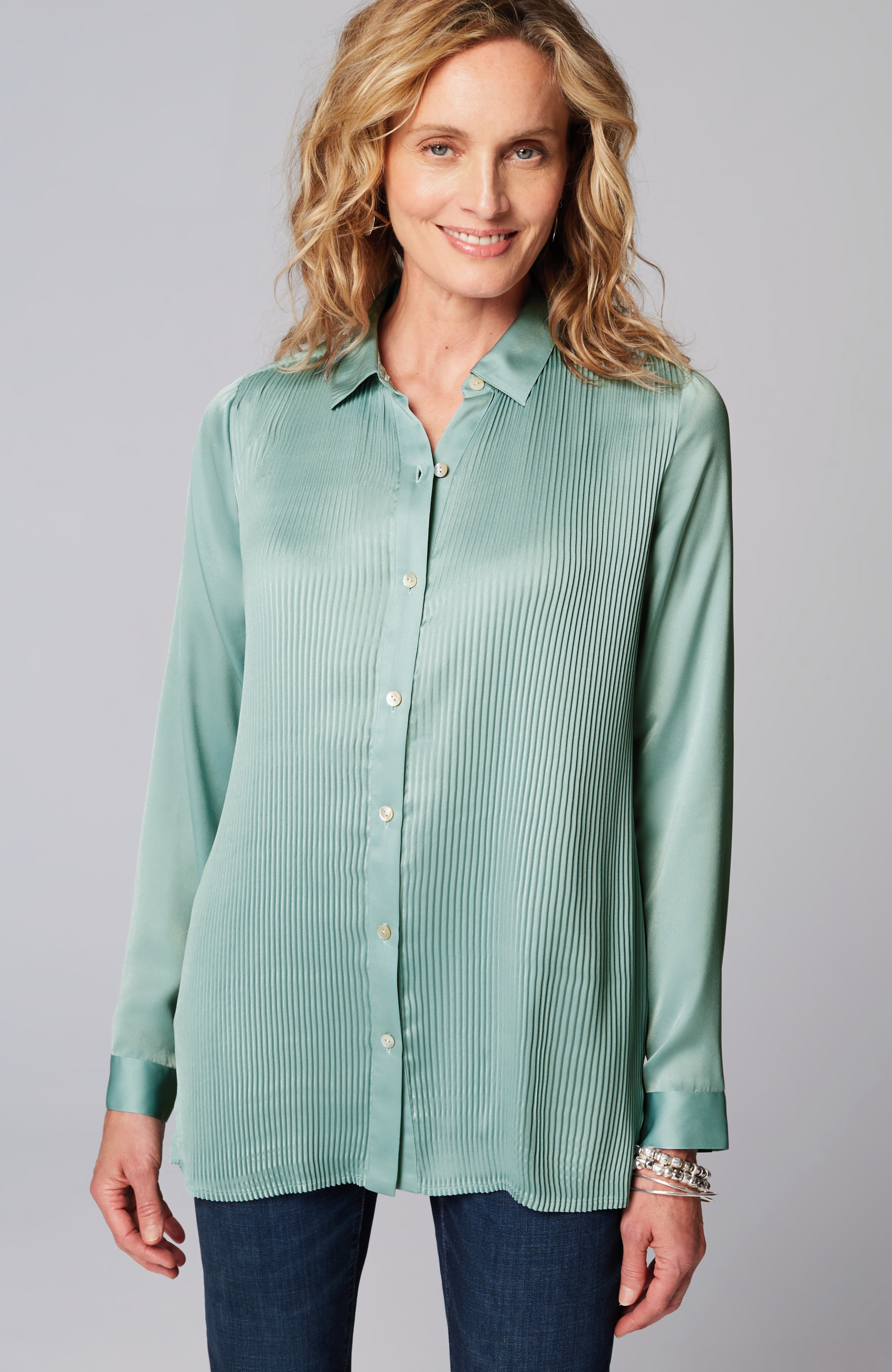 Pleated Satin Shirt