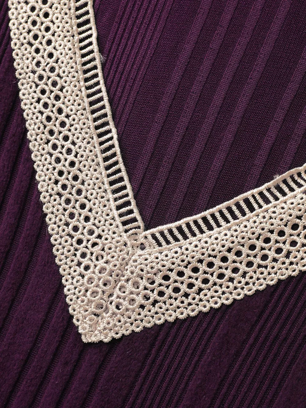 Textured Contrast Neckline Solid T-Shirt