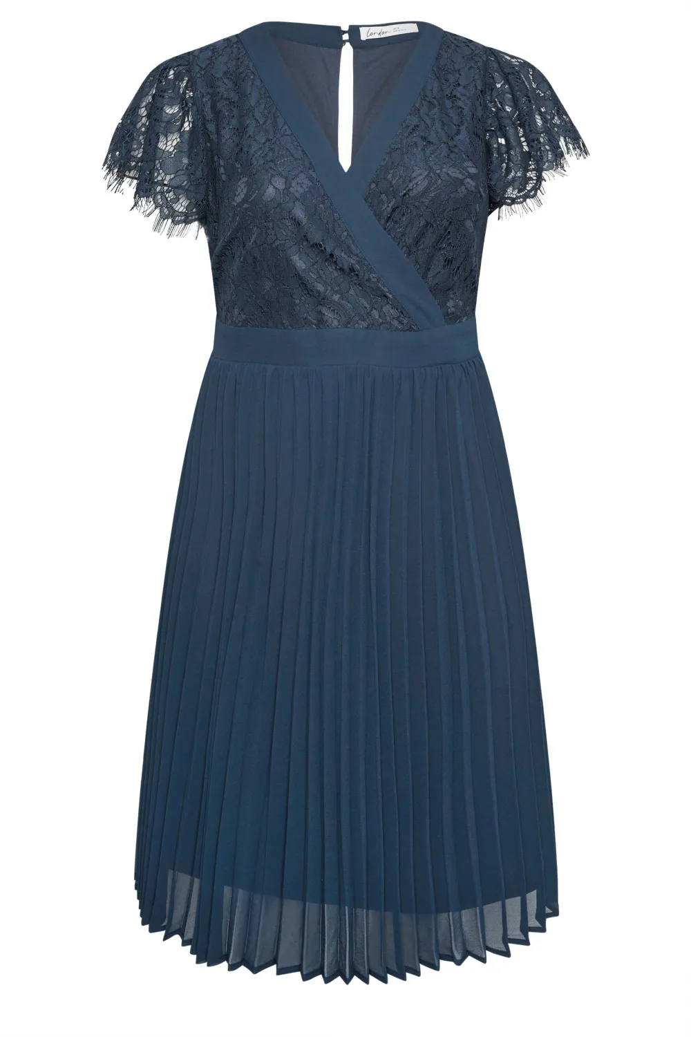 YOURS LONDON Curve Emerald Green Lace Wrap Midi Dress