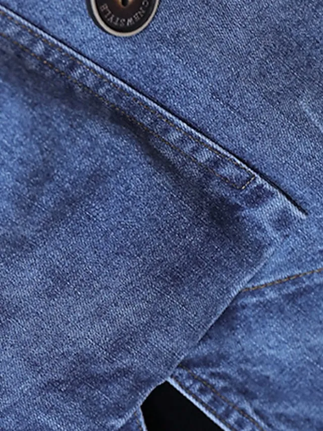 Women's Denim Jacket Regular Coat Regular Fit Warm Breathable Streetwear Elegant Jacket Spring Summer Long Sleeve Solid Color Pocket Navy Blue Outdoor Street Daily