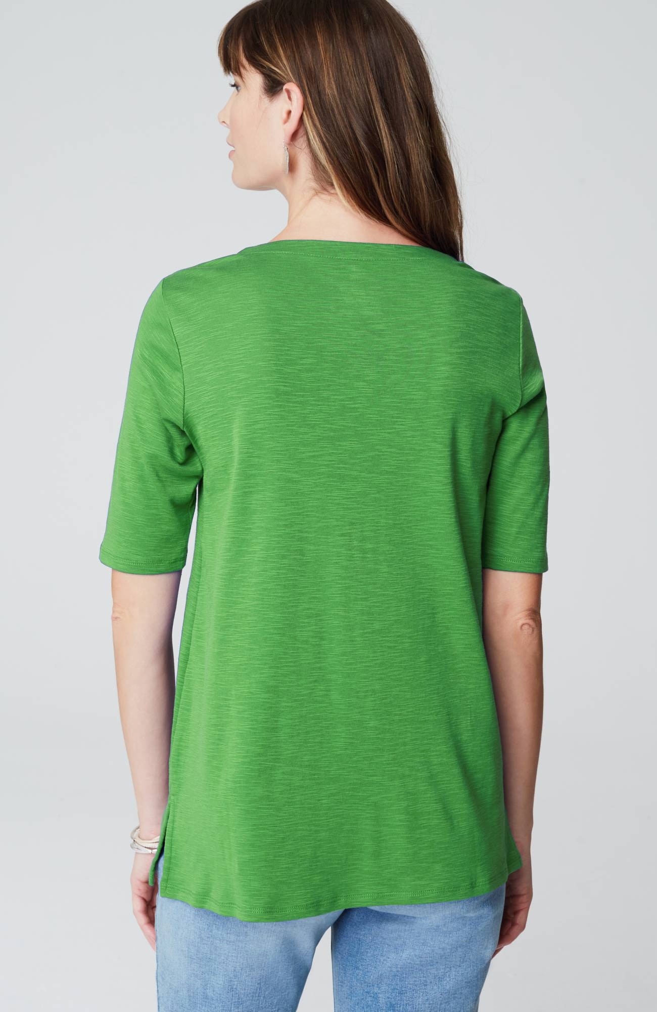 pima-slub scoop-neck side-slit tee