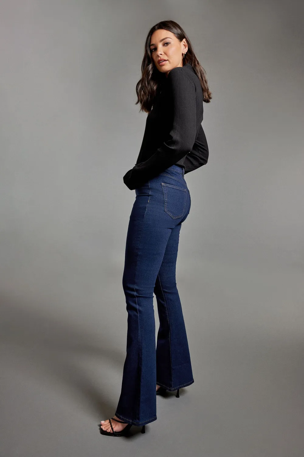 LTS Tall Black Denim Flared Jeans