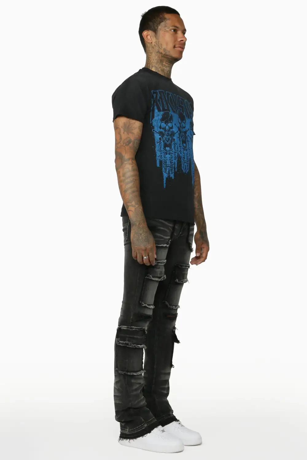 Tyrell Grey Stacked Flare Cargo Jean