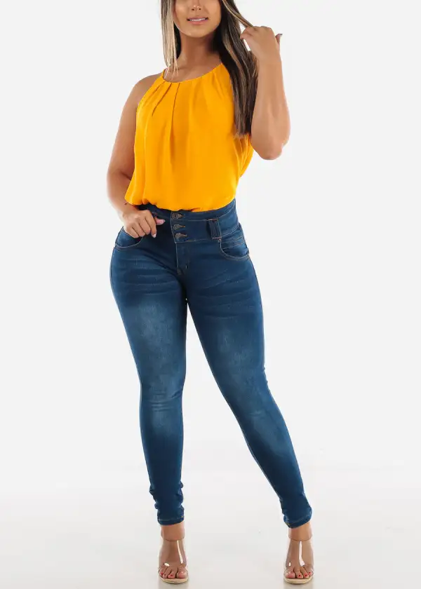 Levanta Cola High Rise Dark Blue Skinny Jeans