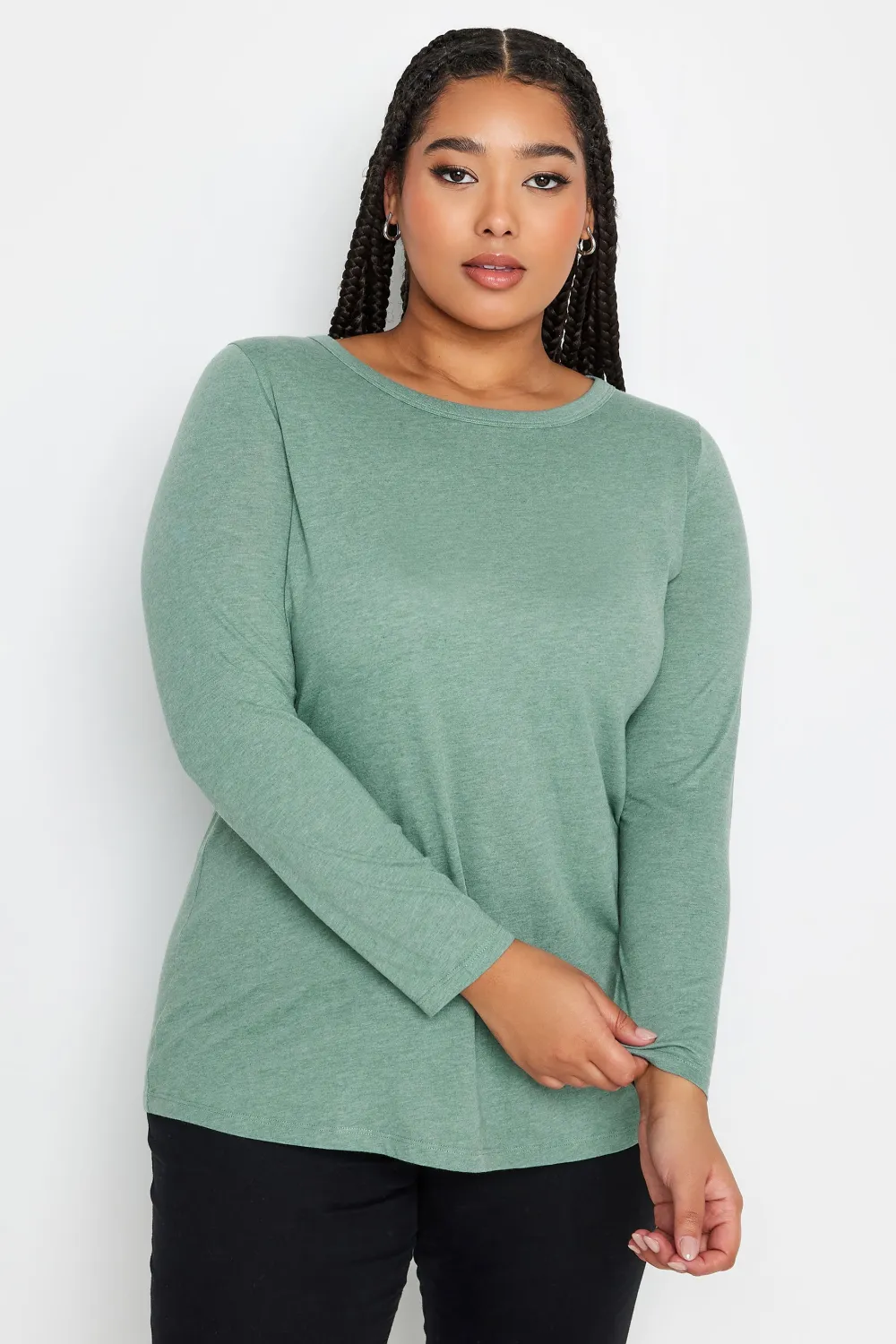 YOURS Curve Black Cotton Long Sleeve T-Shirt