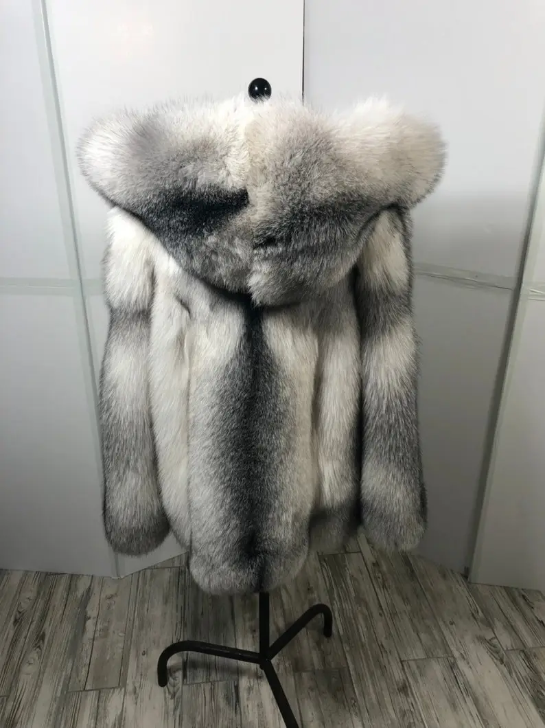 Platinum Fox Fur Coat Women's