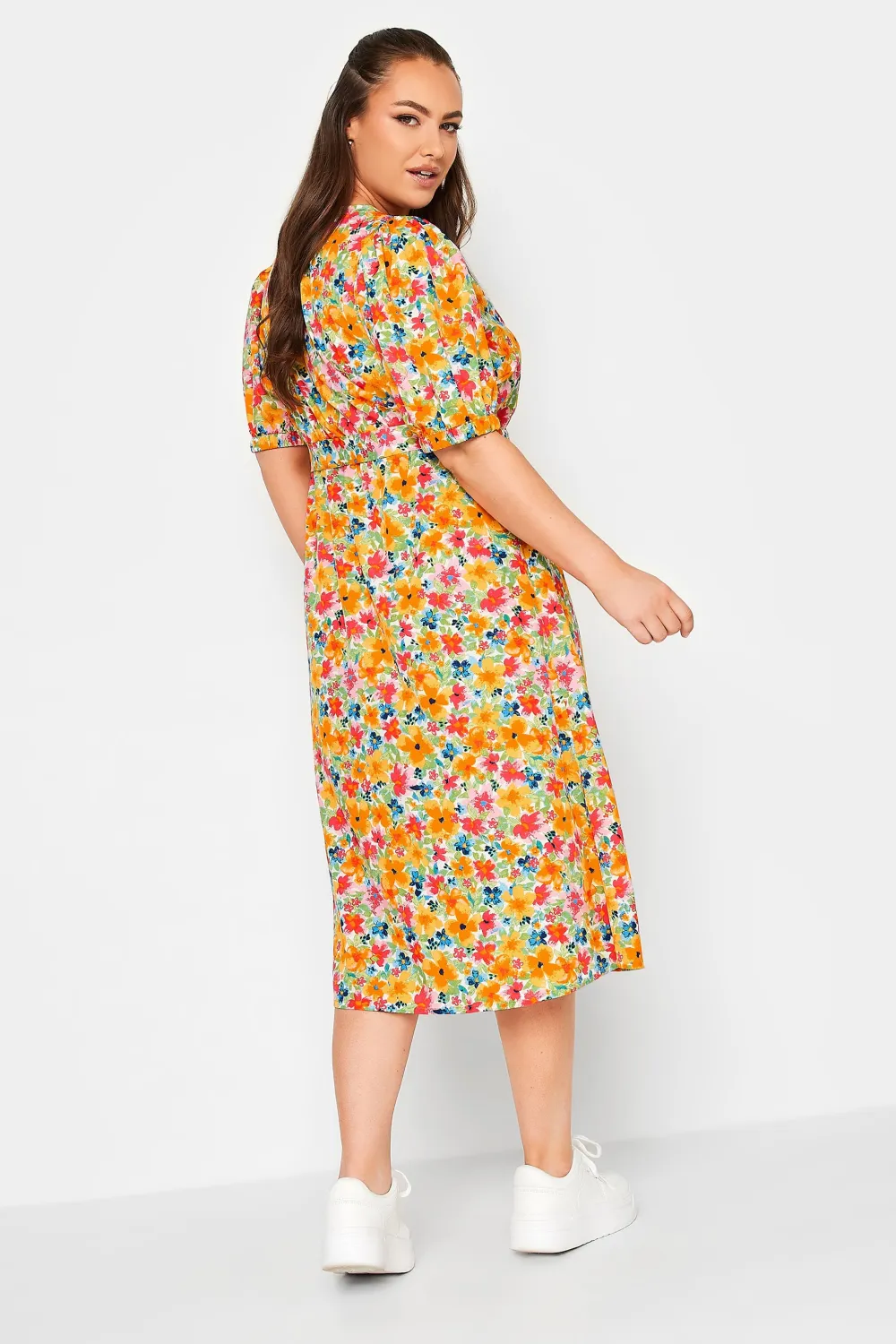 YOURS Curve Green Sweetheart Neckline Floral Print Tea Dress
