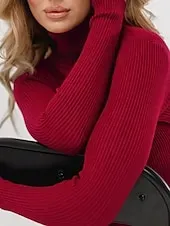 Women's Sweater Casual Soft Pure Color Ribbed Turtleneck Knitted Long Sleeve Regular Tops Knit Outdoor Daily Weekend Black White Fall Winter
