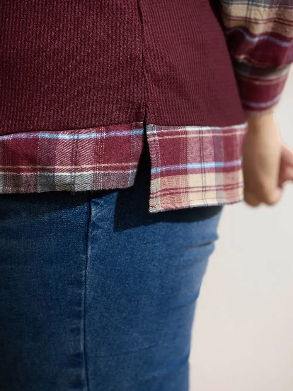 Plaid Star Applique Embroidery Hoodie