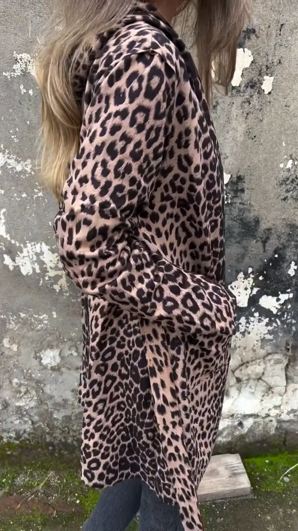 Leopard Print Open-Front Drape Coat