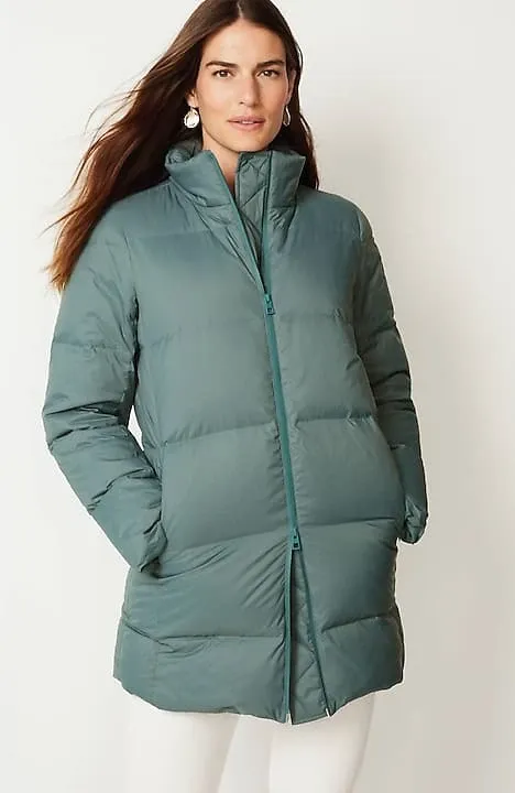 Zip-Front Down Puffer Coat