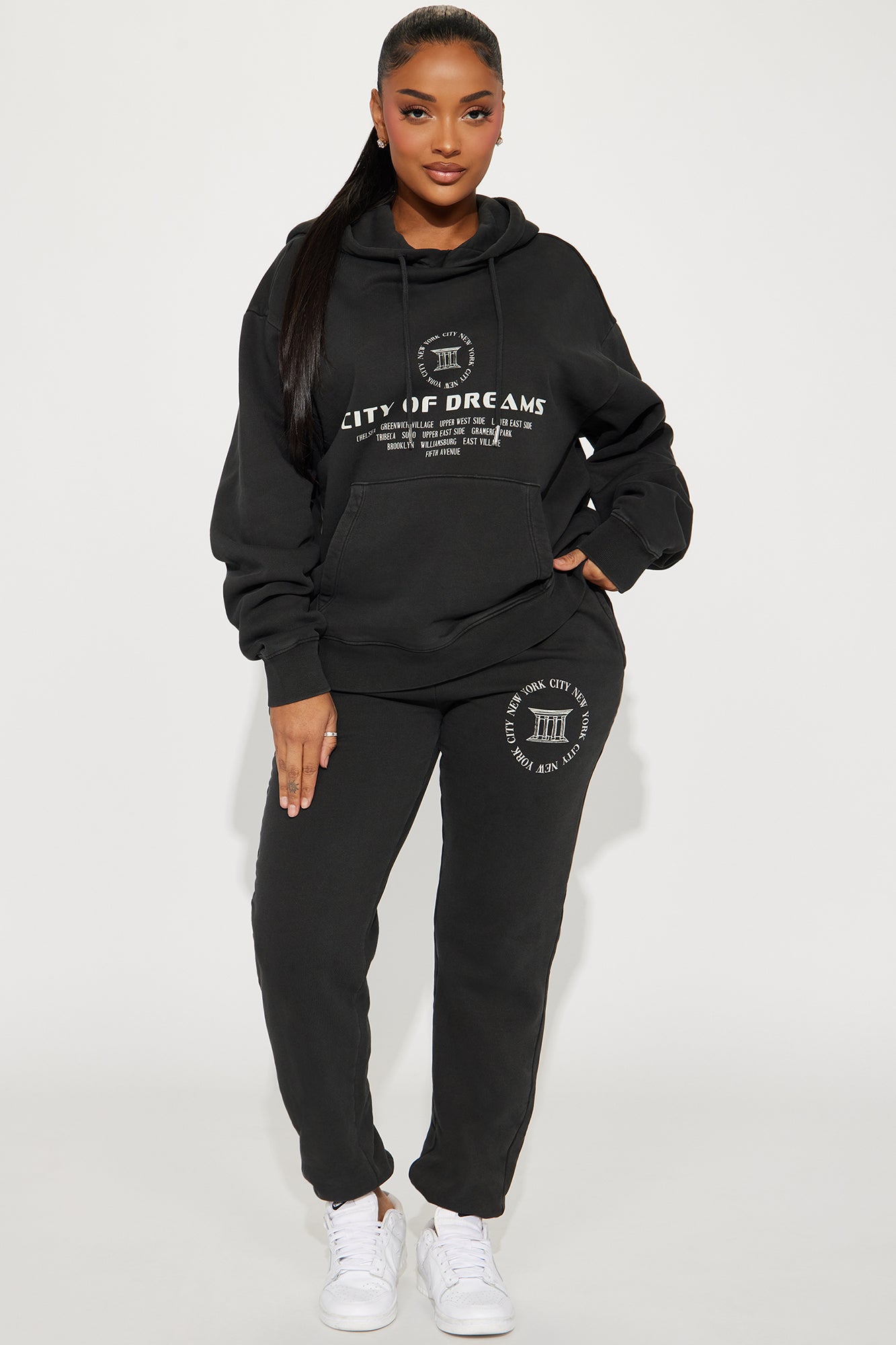 City Of Dreams Washed Jogger Set - Black
