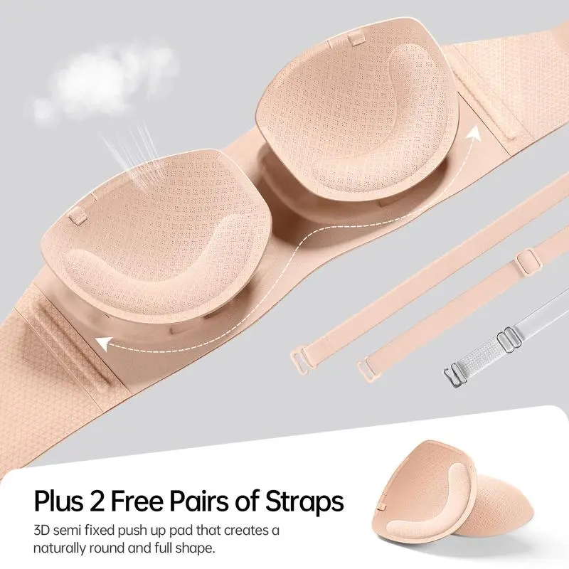 Women's Strapless Bandeau Tube Bra – Wireless, Seamless, Padded, Non-Slip, Comfortable Support for Everyday Wear