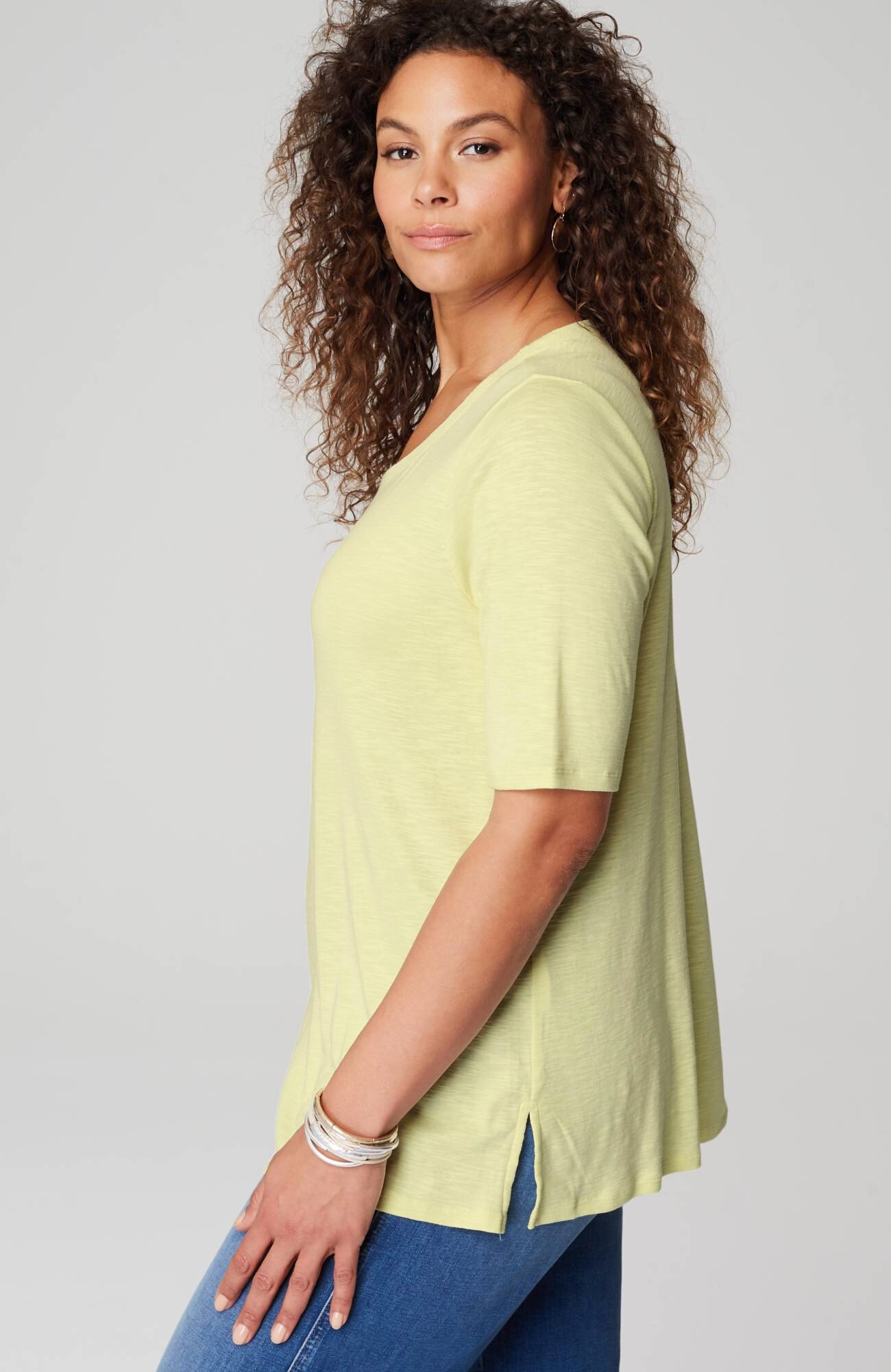 pima-slub scoop-neck side-slit tee