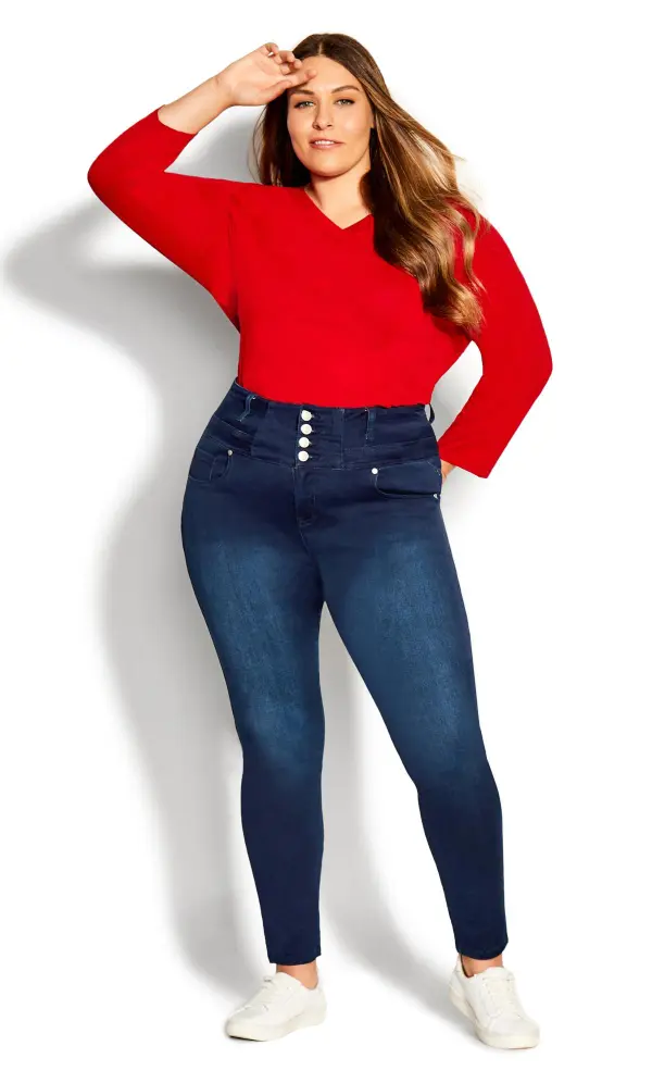 Evans Ingido Blue Denim Corset Jean