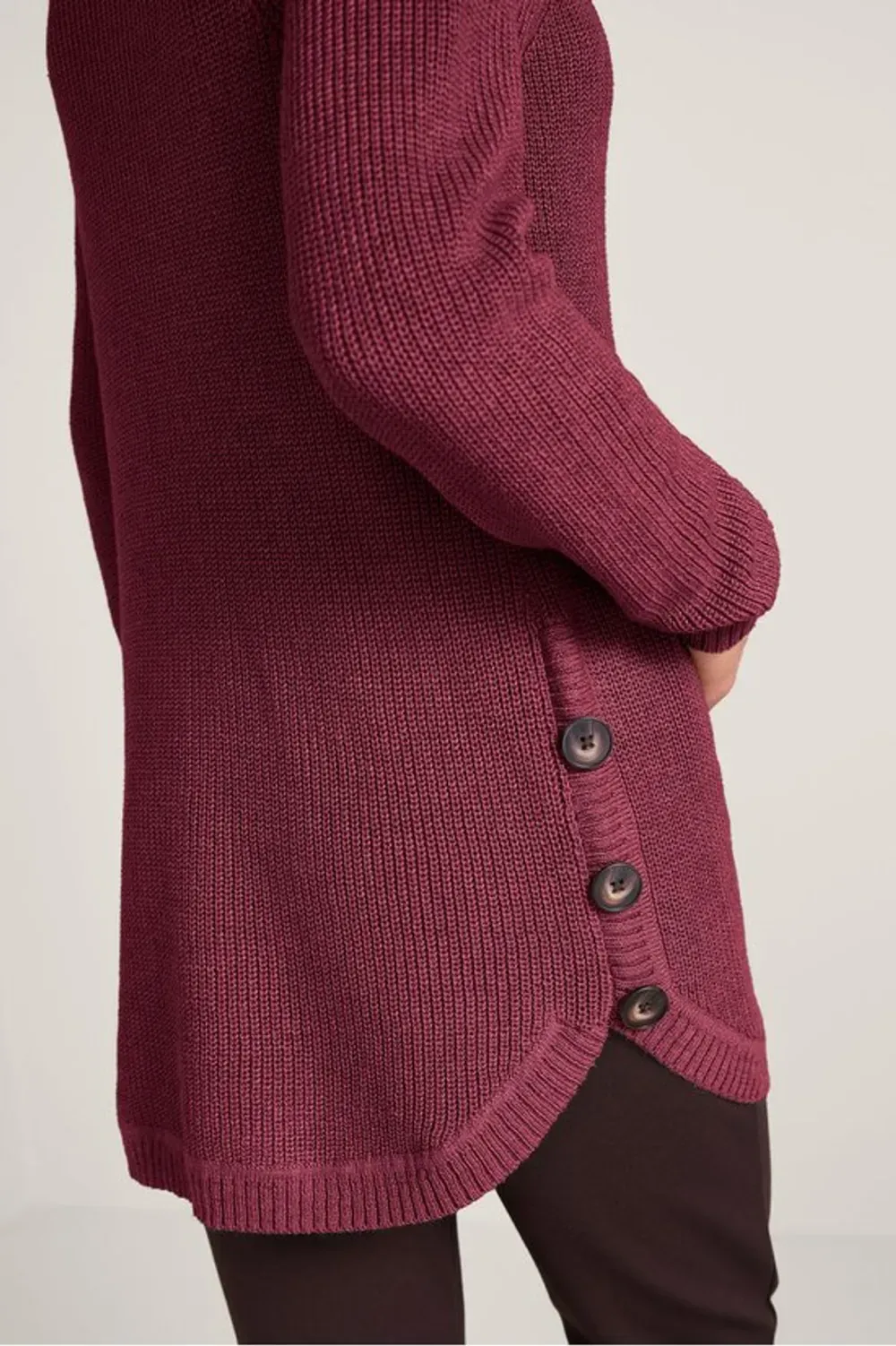 Shaker Side Button Sweater