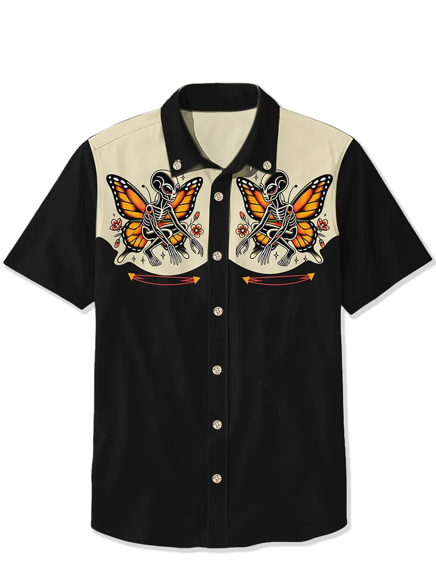 Western Skeleton Butterfly  Shirt