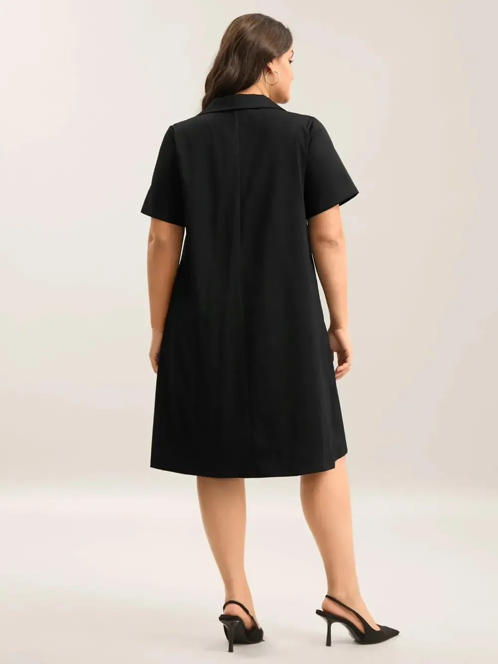 Zipper Front Chest Flaps Shirt Dress