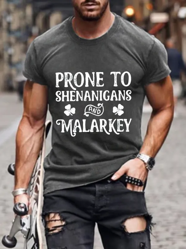 Men'S T-Shirt Man St. Patrick'S Day Pranks Easily Printed And Melodramatic Round Collar Short Sleeve Cotton T-Shirt