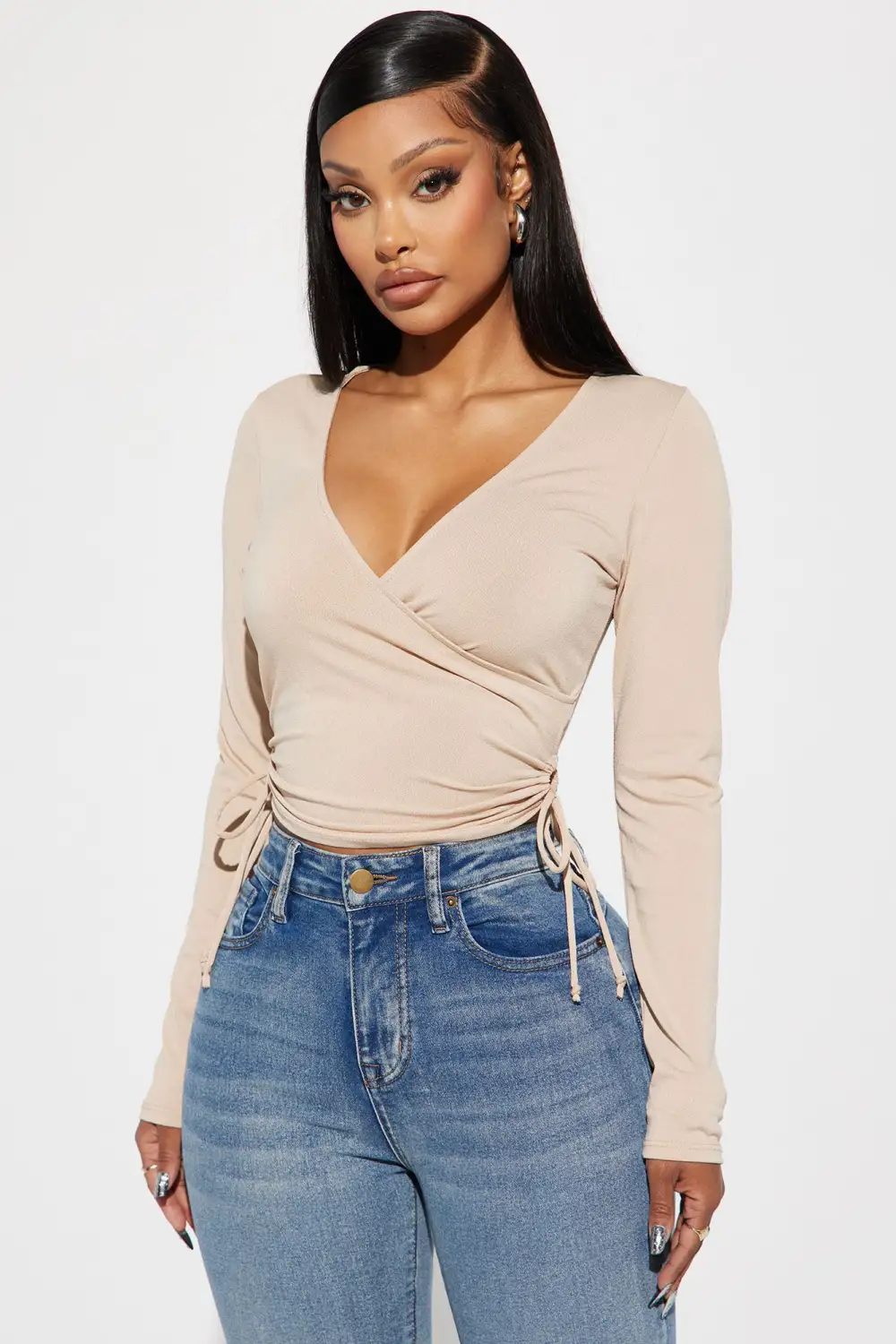 Shyann Surplice Top - Sand