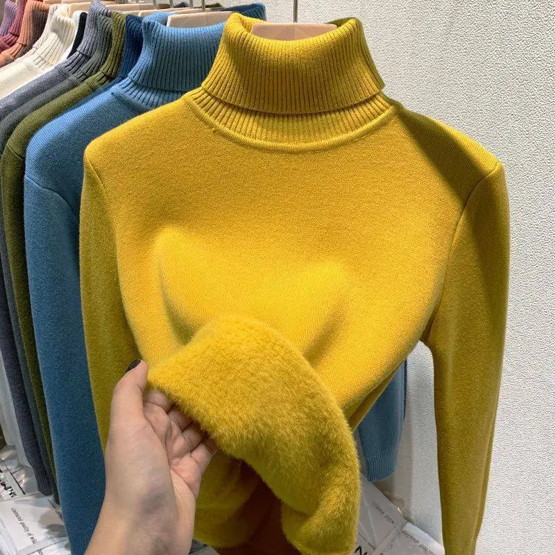 Thick turtleneck inner warm base layer sweater