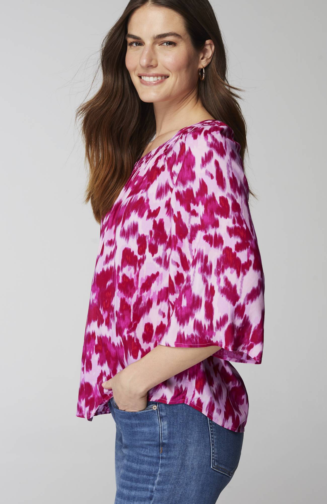 Smocked Scoop-Neck Top
