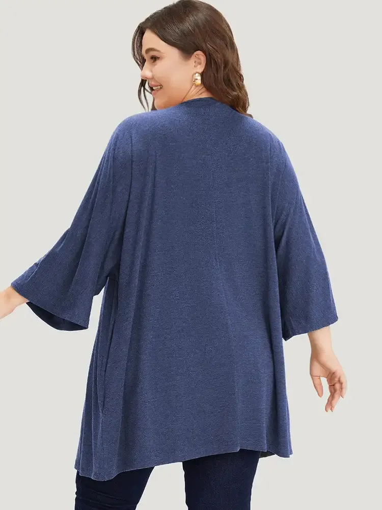 Supersoft Essentials Plain Open Front Pocket Batwing Sleeve Kimono