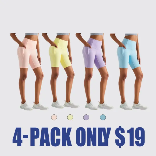 Women's High Waist Biker Shorts – Tummy Control Yoga Shorts with Pockets, Breathable for Summer