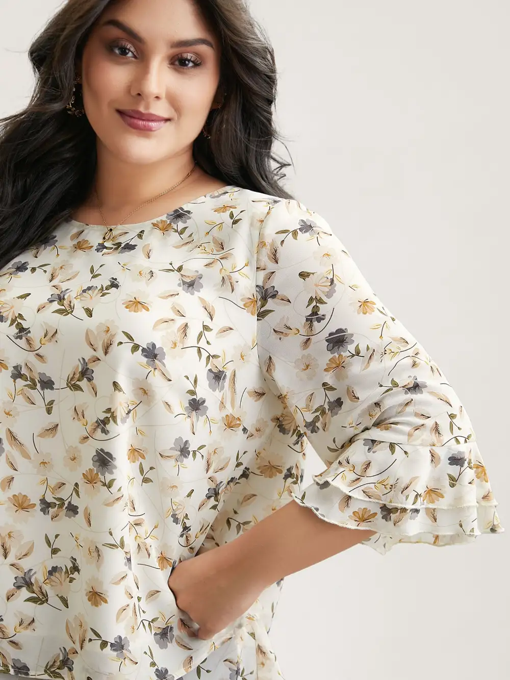 Chiffon Floral Print Layered Blouse