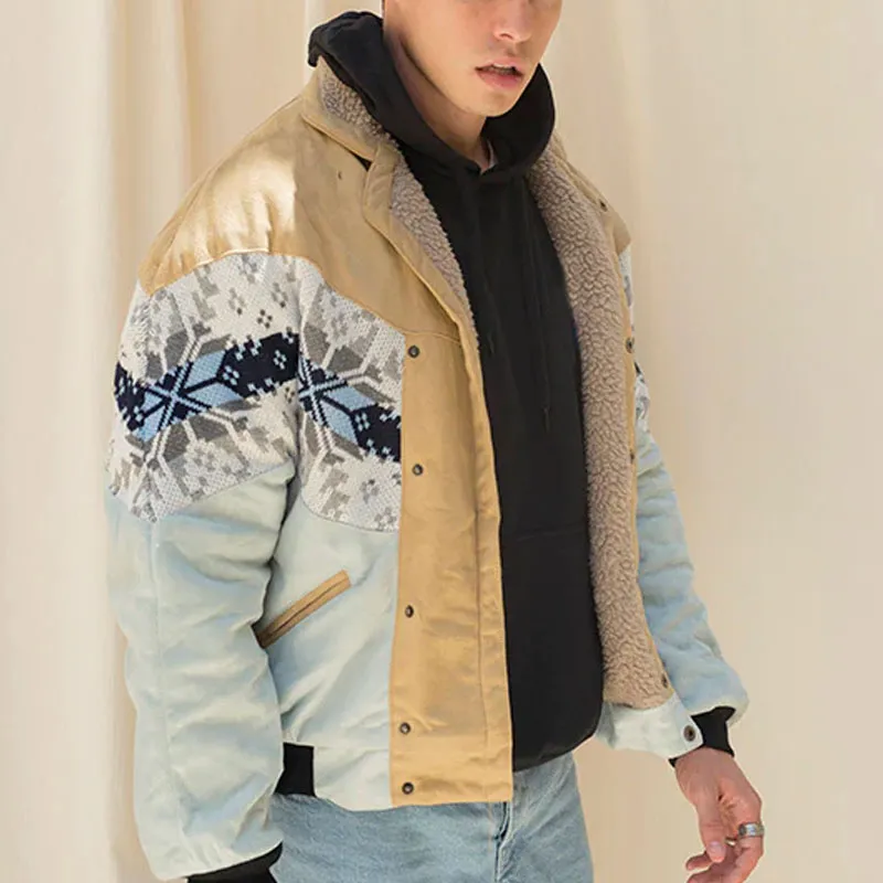Mens Winter Vintage Fleece Bomber Jacket