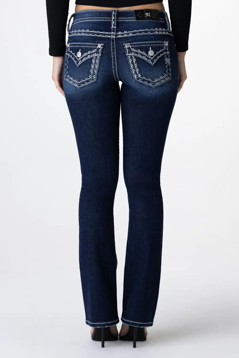 Metallic Border Stitch Bootcut Jeans
