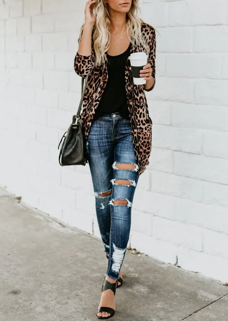 Women Leopard Knit Tops
