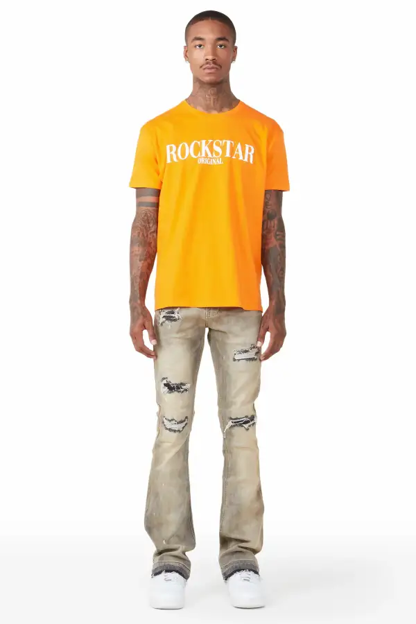 Garth Grey Patched Stacked Flare Jean