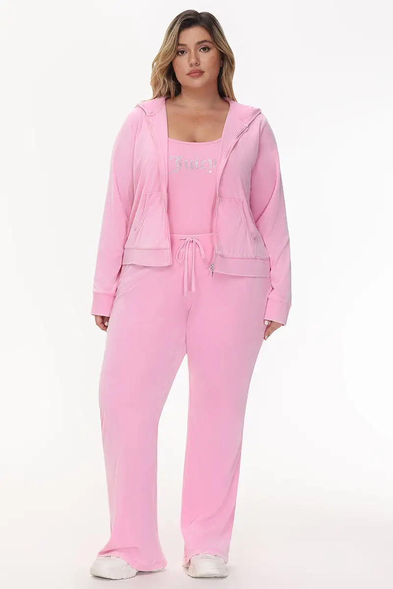 Plus-Size Big Bling Towel Terry Zip Hoodie