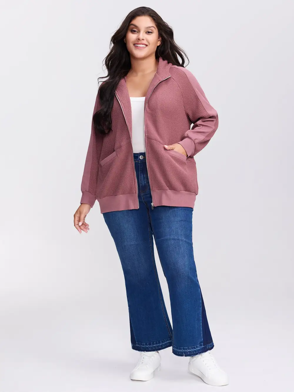 Waffle Weave Blend Pockets Jacket