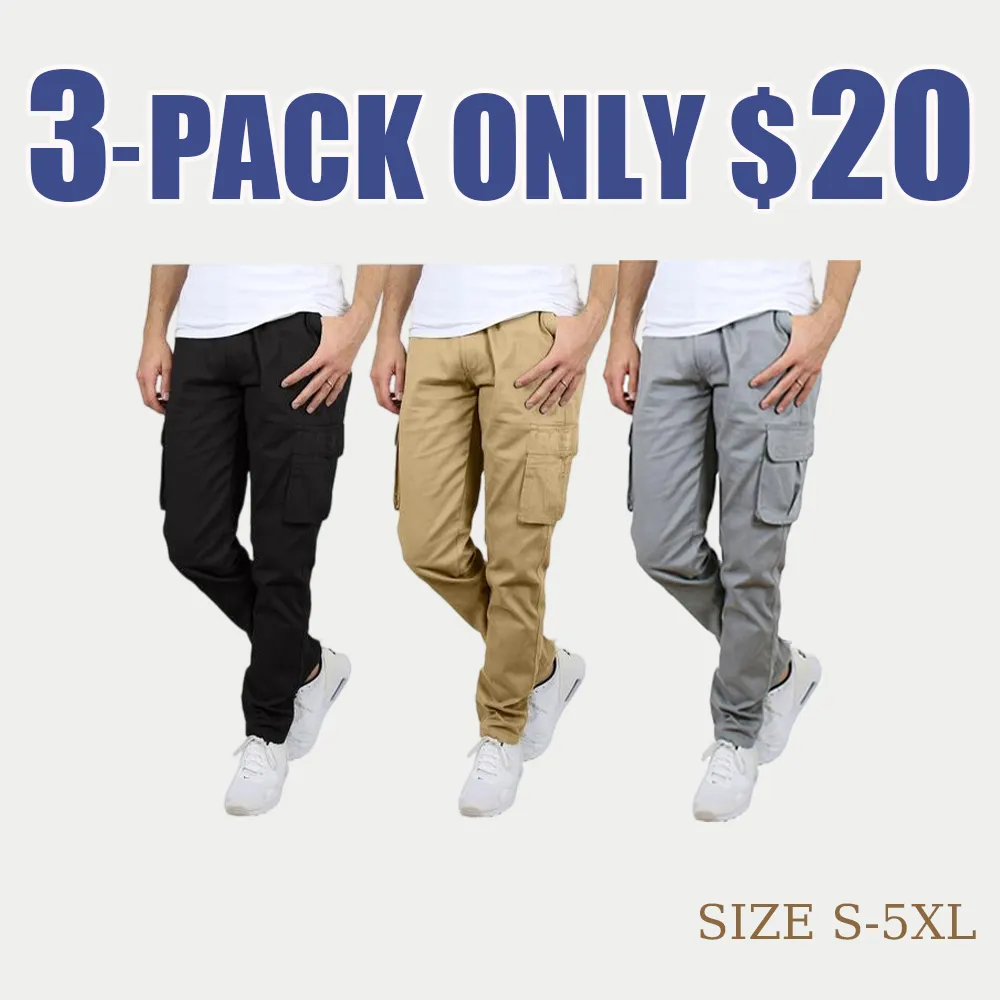 Men's 3 Pack Flex Stretch Cotton Cargo Pants