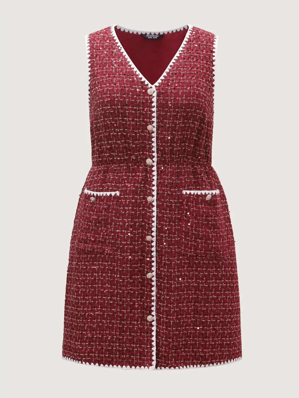 Holiday Tweed Contrast Edge Mini Dress