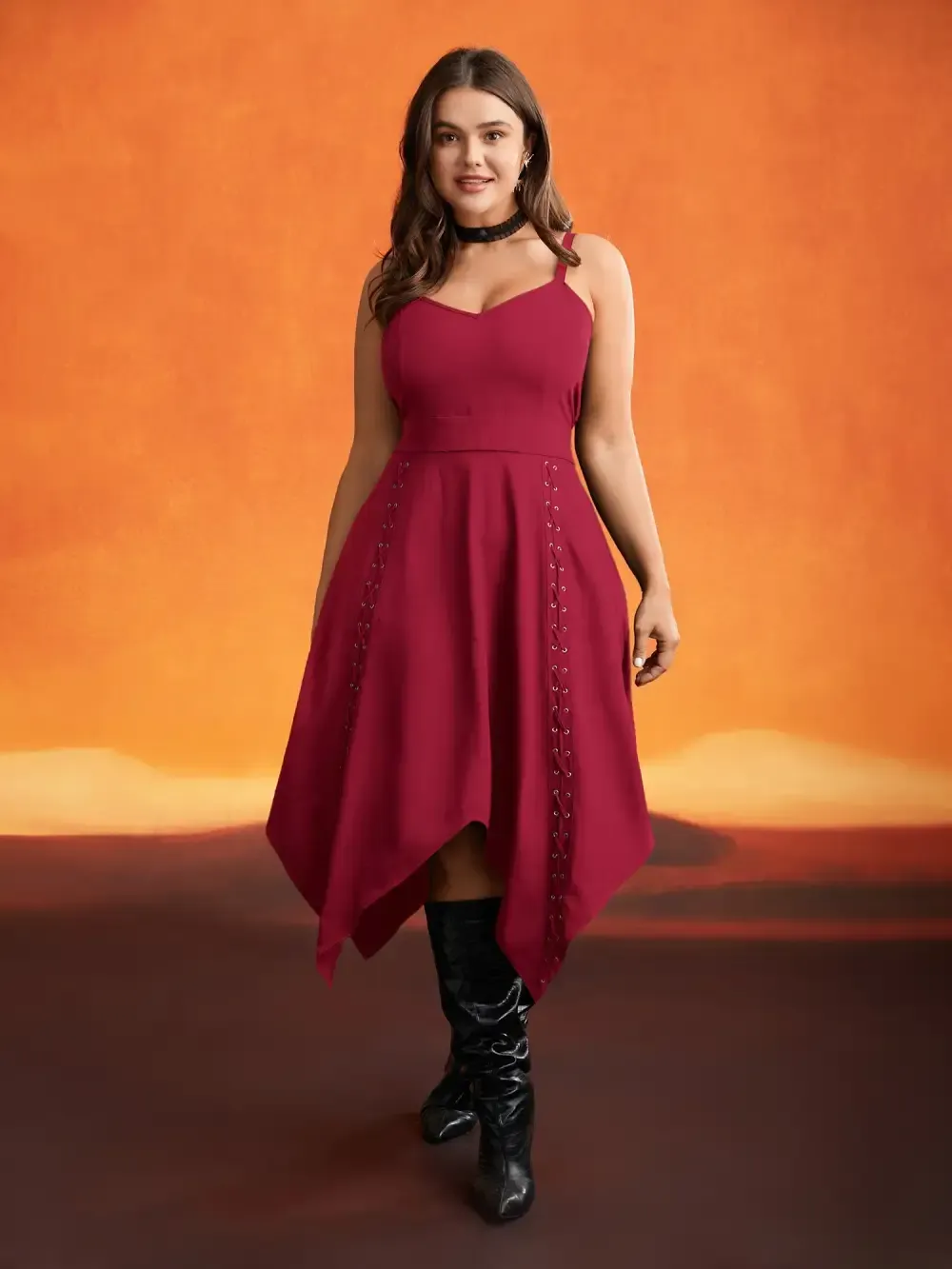 Mystic Irregular Lace Up Midi Dress