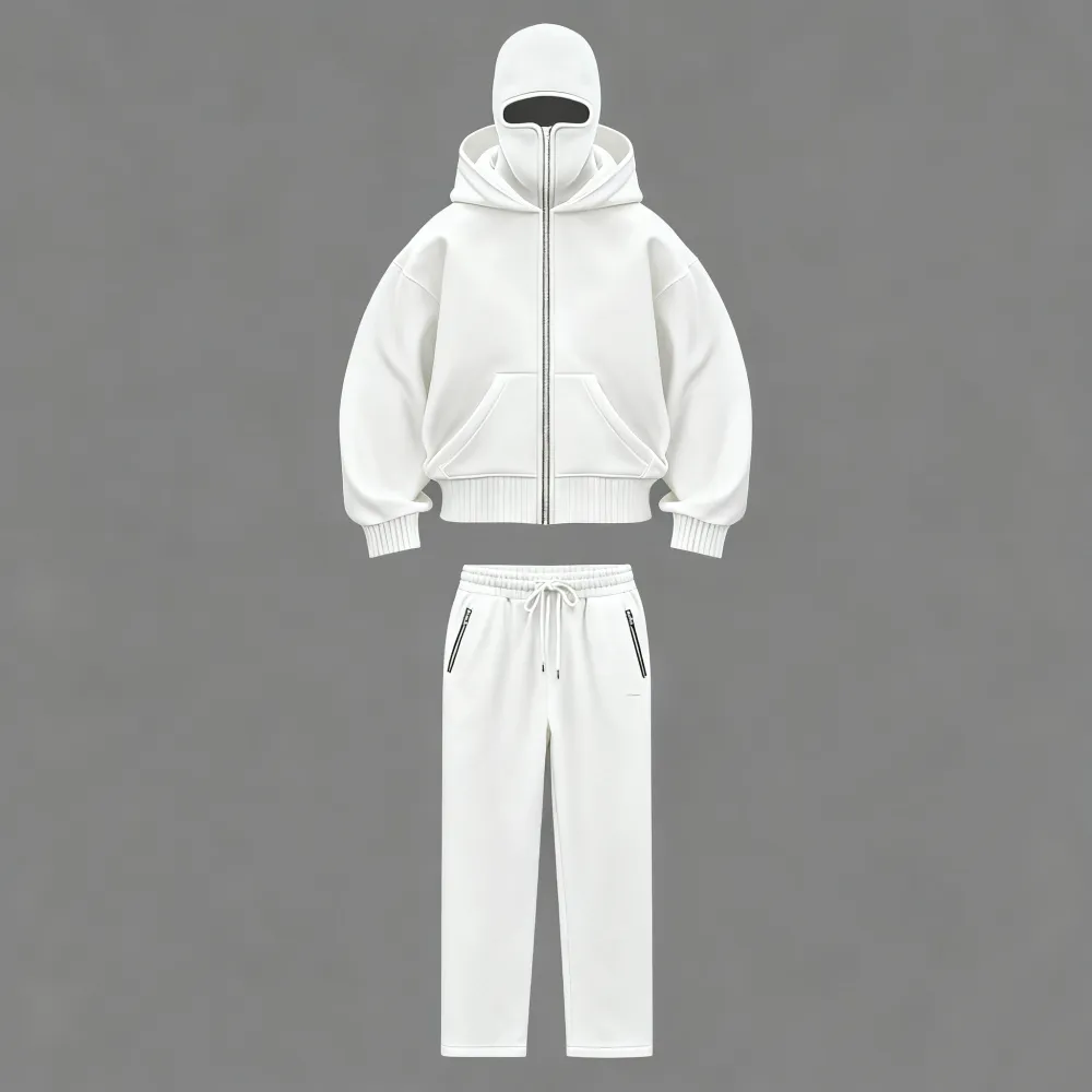 Zip Up Fashion Double Layer Hoodie Hip Hop Outerwear Sets